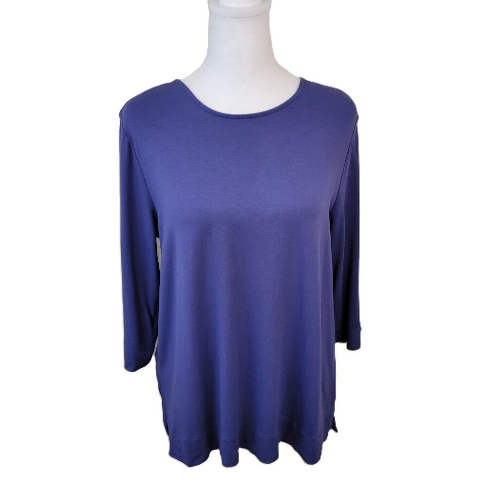 J. Jill Tunic 3/4 Sleeve Rounded Neck Periwinkle Top Women's Size M